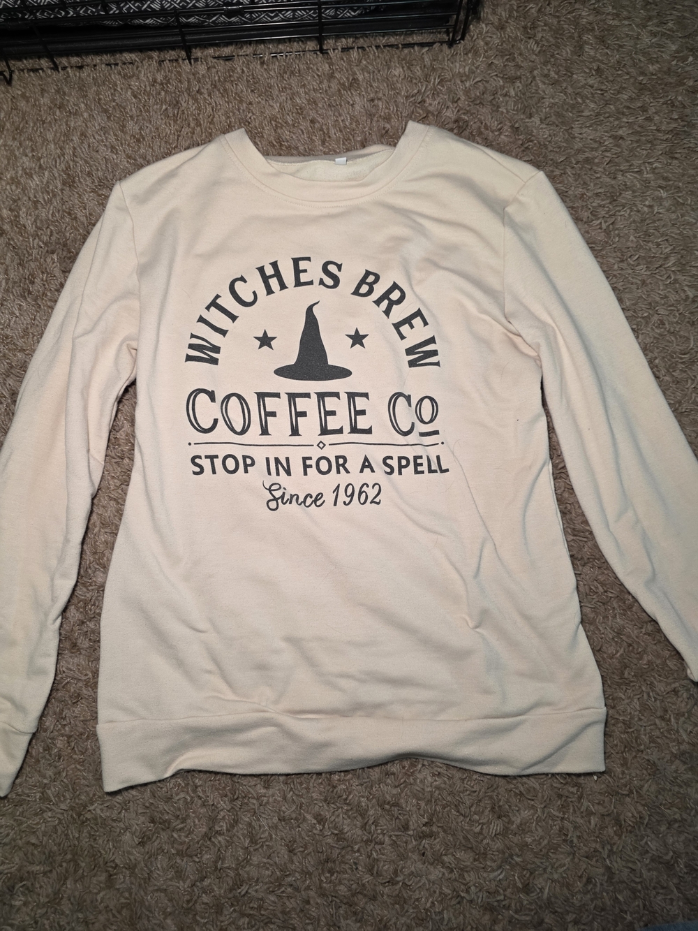 Amazon Women Sweater Cream with Black Graphic - Witches Brew Coffee Co